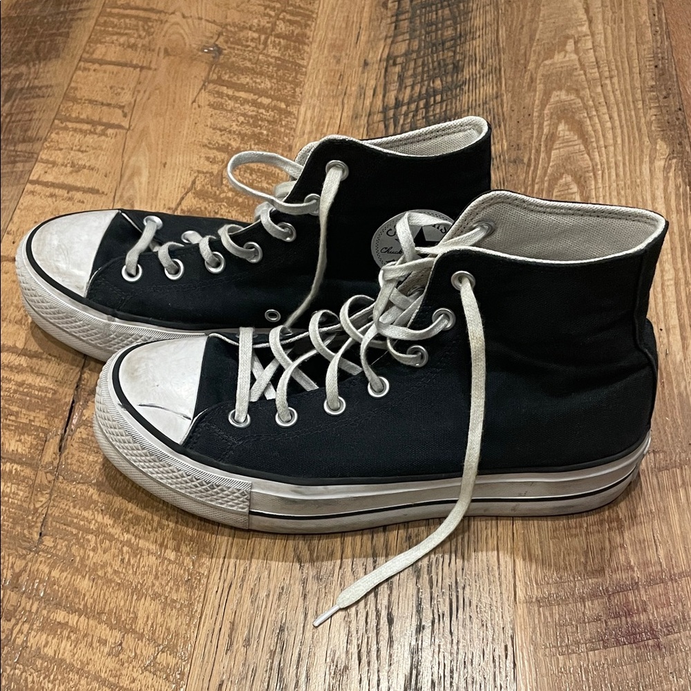 Converse Black Chuck Taylor High-Tops with White Logo